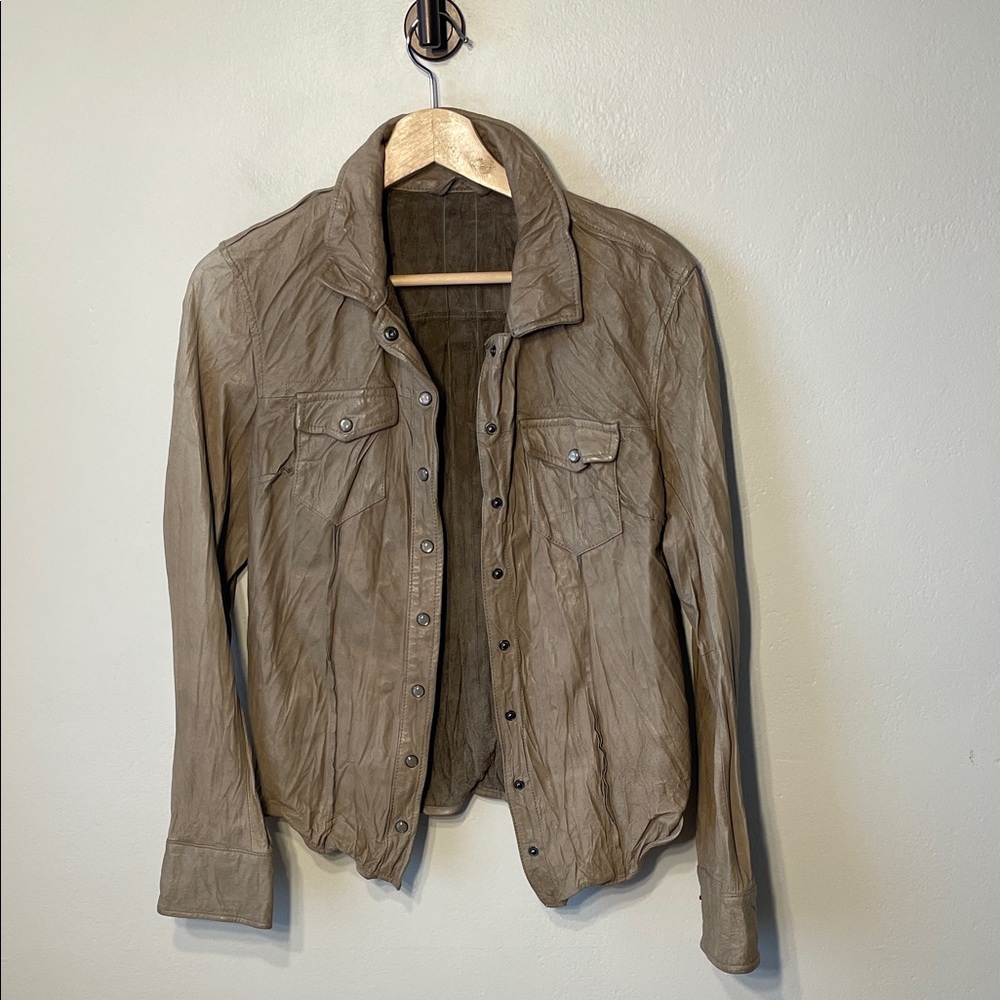 Allsaints Leather Snap Button Shacket - image 2